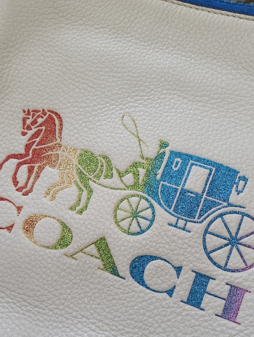 Coach White Leather Crossbody with Rainbow Logo and Brown Strap - Picture 2 of 10
